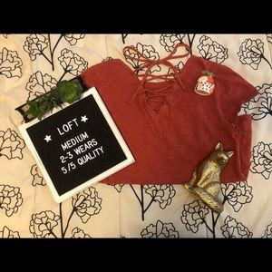 [ LOFT ] Lace Up Back Tee